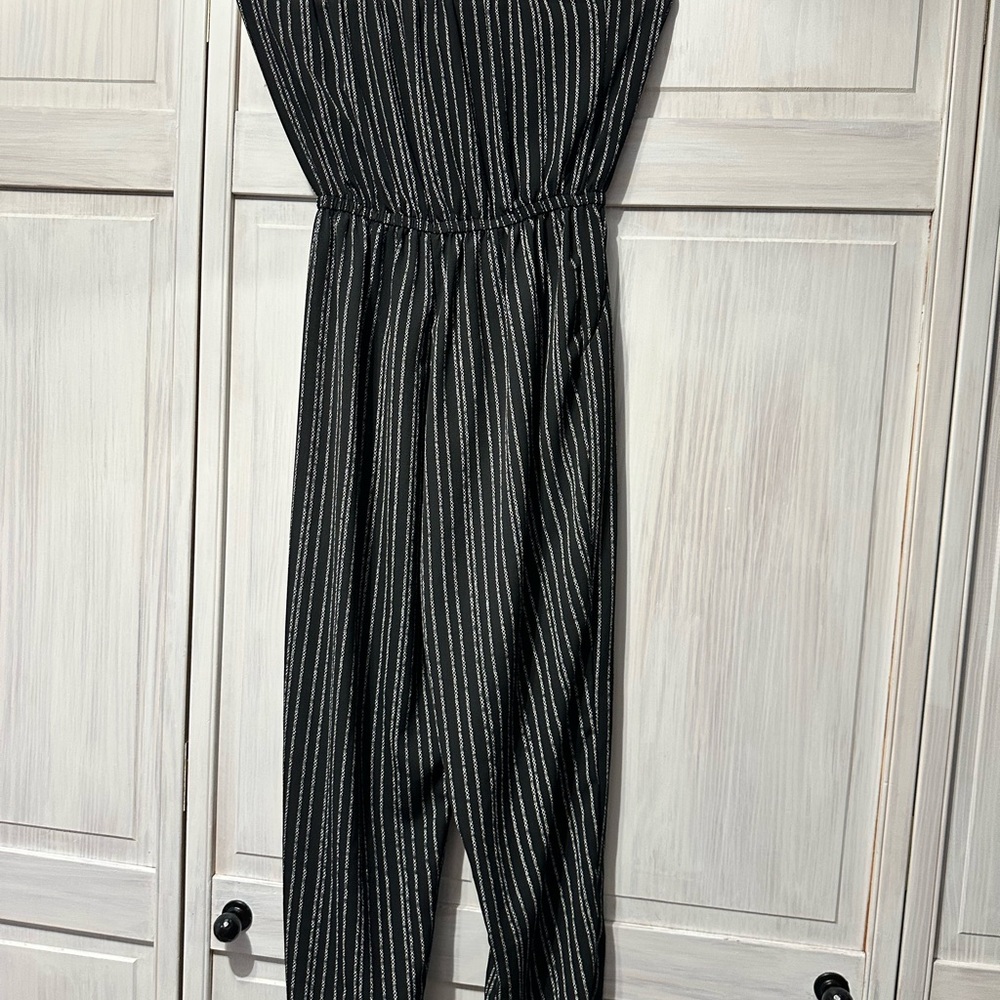 Black and White Striped Jumpsuit